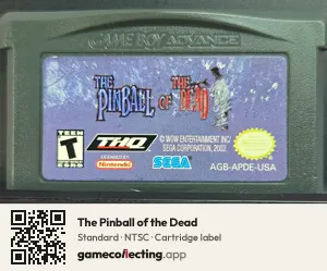 The Pinball of the Dead Game Boy Advance, NTSC cartridge label