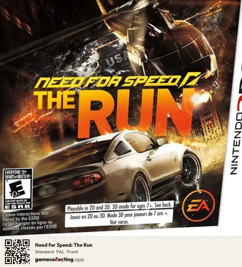 Need for Speed: The Run Nintendo 3DS, PAL box front