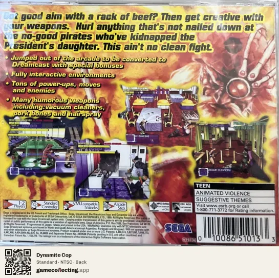 Dynamite Cop Sega Dreamcast, NTSC box back