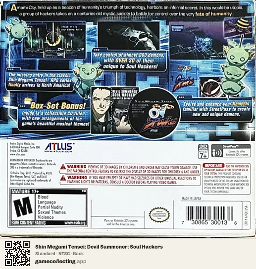 Shin Megami Tensei: Devil Summoner: Soul Hackers Nintendo 3DS, NTSC box back