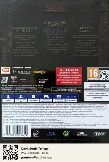 Dark Souls Trilogy PlayStation 4, Germany box back