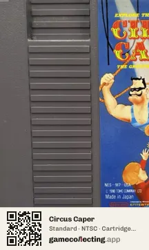 Circus Caper Nintendo Entertainment System, NTSC cartridge label