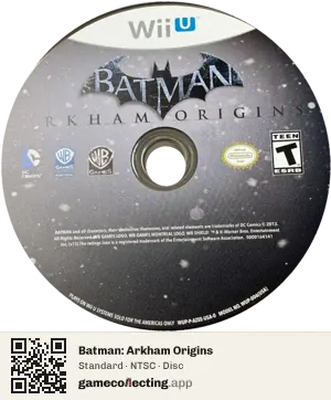 Batman: Arkham Origins Nintendo Wii U, NTSC disc