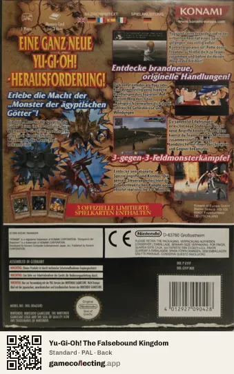 Yu-Gi-Oh! The Falsebound Kingdom Nintendo GameCube, PAL box back