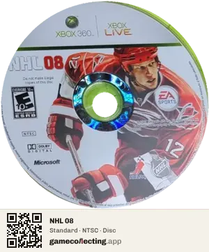 NHL 08 Xbox 360, NTSC disc