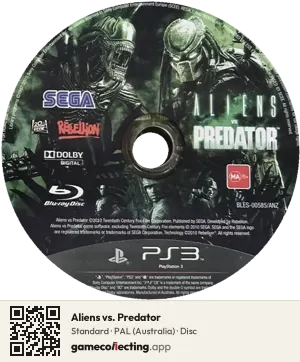 Aliens vs. Predator PlayStation 3, PAL disc