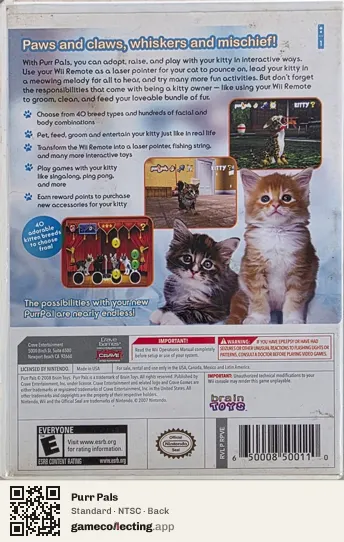 Purr Pals Nintendo Wii, NTSC box back