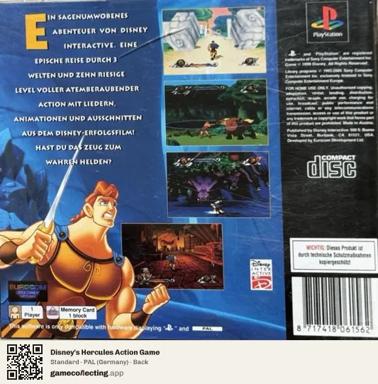 Disney's Hercules Action Game PlayStation, Germany box back