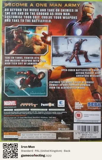 Iron Man Xbox 360, United Kingdom box back