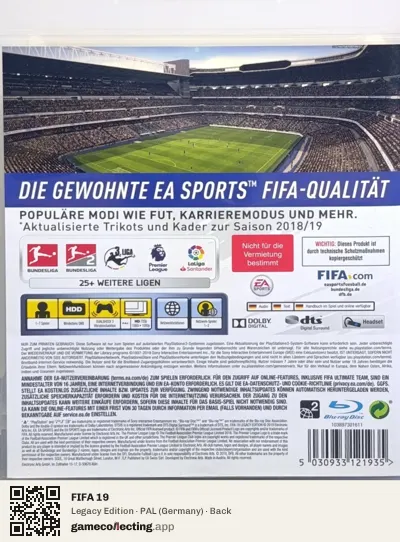 FIFA 19 PlayStation 3, Germany box back