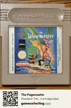 The Pagemaster Game Boy, PAL cartridge label
