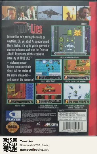 True Lies Sega Mega Drive / Genesis, NTSC box back