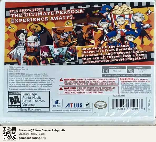 Persona Q2: New Cinema Labyrinth Nintendo 3DS, NTSC box back