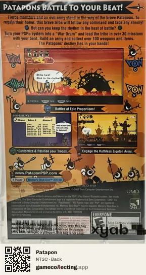 Patapon PlayStation Portable, NTSC box back