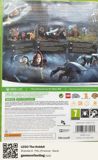 LEGO The Hobbit Xbox 360, France box back