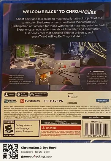 ChromaGun 2: Dye Hard PlayStation 5, NTSC box back