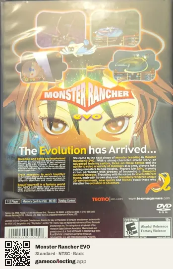 Monster Rancher EVO PlayStation 2, NTSC box back