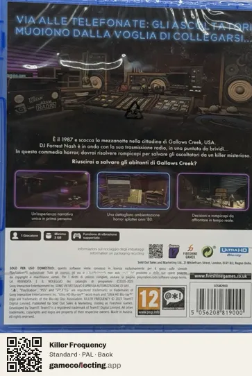 Killer Frequency PlayStation 5, PAL box back
