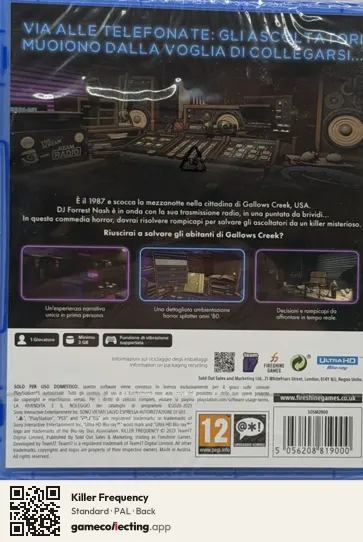 Killer Frequency PlayStation 5, PAL box back