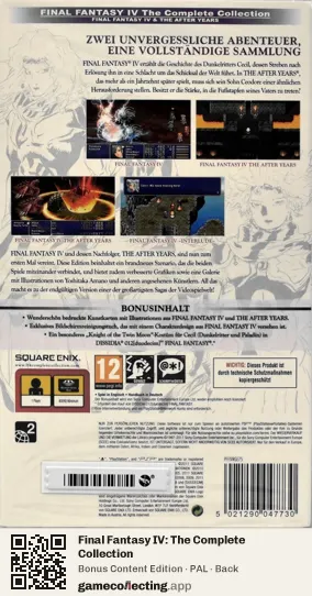Final Fantasy IV: The Complete Collection PlayStation Portable, PAL box back