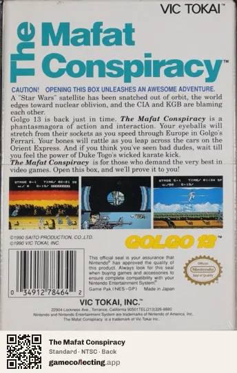 The Mafat Conspiracy Nintendo Entertainment System, NTSC box back
