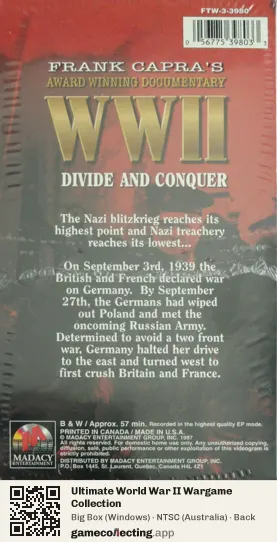 Ultimate World War II Wargame Collection Computer, Australia box back