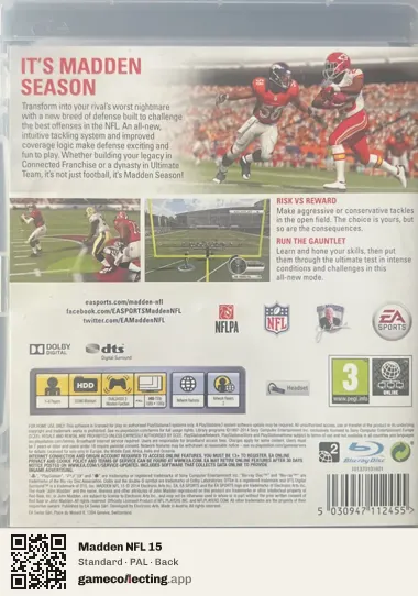 Madden NFL 15 PlayStation 3, PAL box back