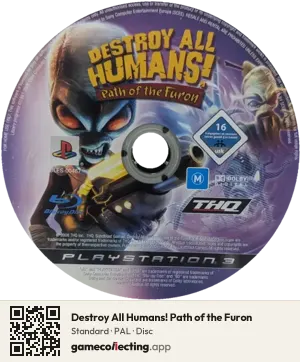 Destroy All Humans! Path of the Furon PlayStation 3, PAL disc