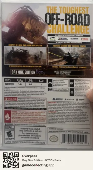 Overpass Nintendo Switch, NTSC box back
