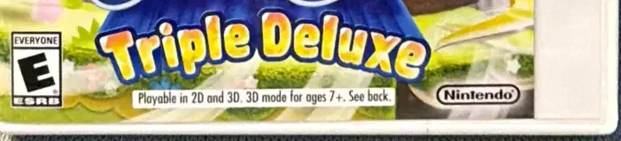Kirby: Triple Deluxe, the ESRB box on its front