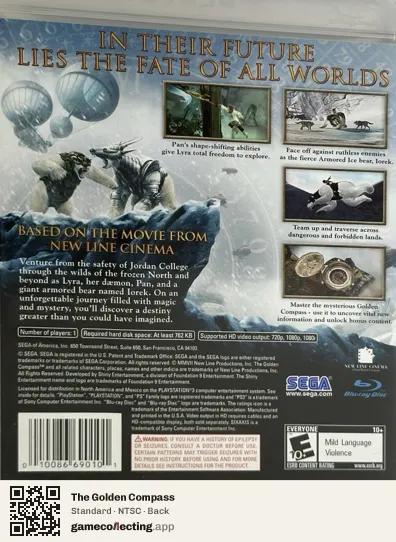 The Golden Compass PlayStation 3, NTSC box back