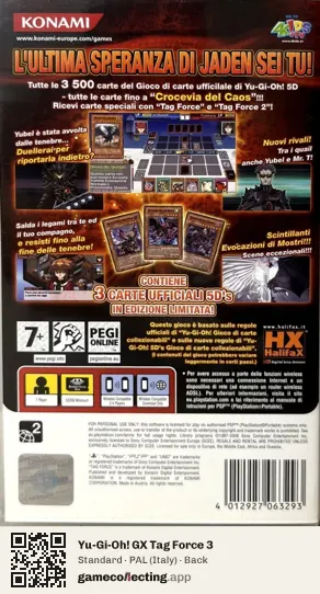 Yu-Gi-Oh! GX Tag Force 3 PlayStation Portable, Italy box back