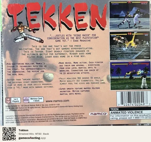 Tekken PlayStation, NTSC box back