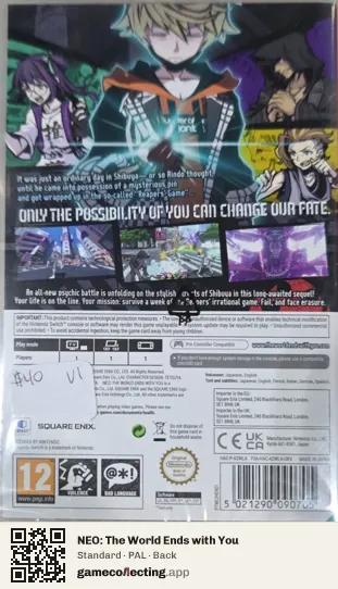 NEO: The World Ends with You Nintendo Switch, PAL box back