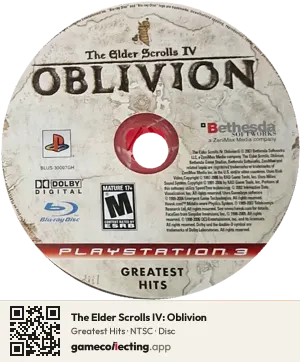 The Elder Scrolls IV: Oblivion PlayStation 3, NTSC disc