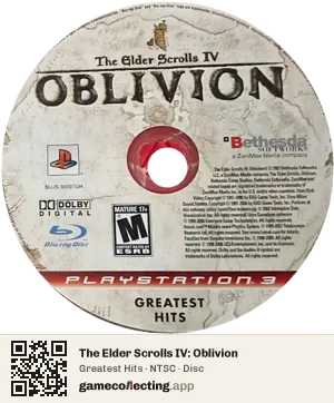 The Elder Scrolls IV: Oblivion PlayStation 3, NTSC disc