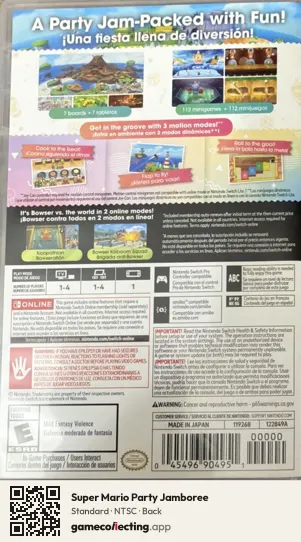 Super Mario Party Jamboree Nintendo Switch, NTSC box back