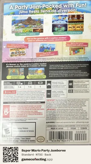 Super Mario Party Jamboree Nintendo Switch, NTSC box back
