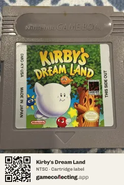 Kirby's Dream Land Game Boy, NTSC cartridge label