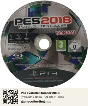 Pro Evolution Soccer 2018 PlayStation 3, PAL disc