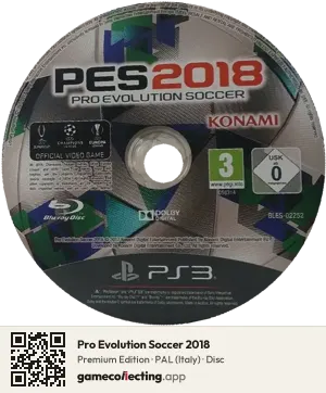 Pro Evolution Soccer 2018 PlayStation 3, PAL disc