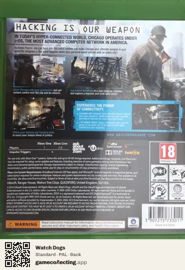 Watch Dogs Xbox One, PAL box back