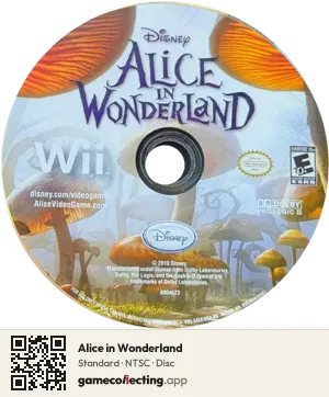 Alice in Wonderland Nintendo Wii, NTSC disc