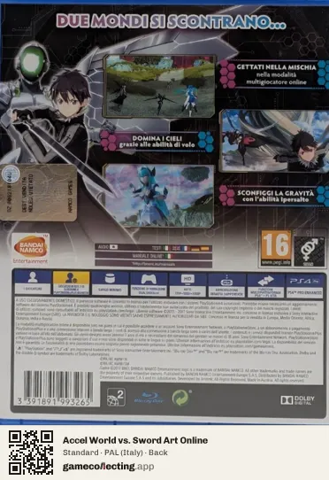 Accel World vs. Sword Art Online PlayStation 4, Italy box back