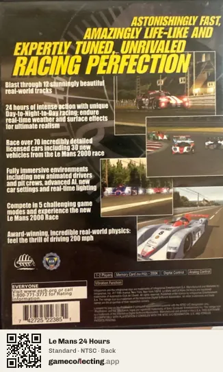 Le Mans 24 Hours PlayStation 2, NTSC box back