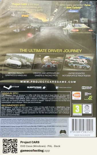 Project CARS Computer, PAL box back