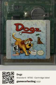 Dogz Game Boy Color, NTSC cartridge label