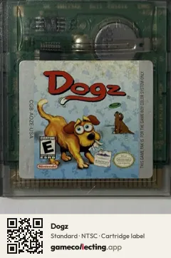 Dogz Game Boy Color, NTSC cartridge label