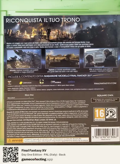 Final Fantasy XV Xbox One, Italy box back