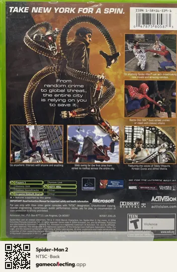 Spider-Man 2 Xbox, NTSC box back